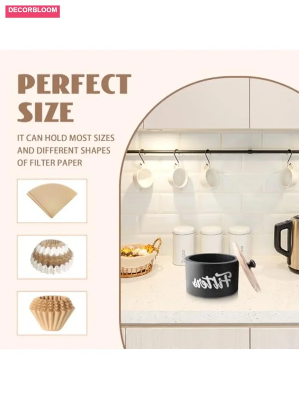 Wooden Coffee Filter Holder with Lid – Farmhouse Style Storage for Filters,